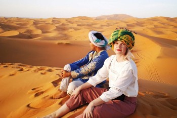 camping in the desert of Morocco over the dunes of Merzouga
